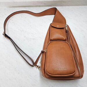 Poppy and Peonies En Route Sling Bag Cognac color